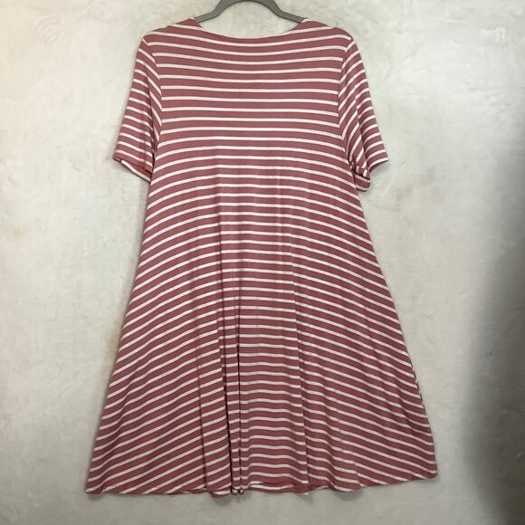 JODIFL Striped Pink White Short-Sleeve A-Line Dress Women Small Keyhole NEW NWT - Picture 2 of 9
